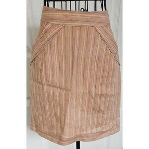 Vivienne Tam Mini Skirt StripedLinen Front Pockets Side Zip Fully Lined Womens4
